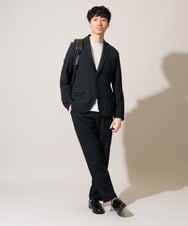 KHLGD76064 a.v.v MEN(アー・ヴェ・ヴェ) 【イージーケア/洗濯機で洗える]春夏のオフィススタイルにおすすめ  シアサッカーセミルーズパンツ ネイビー