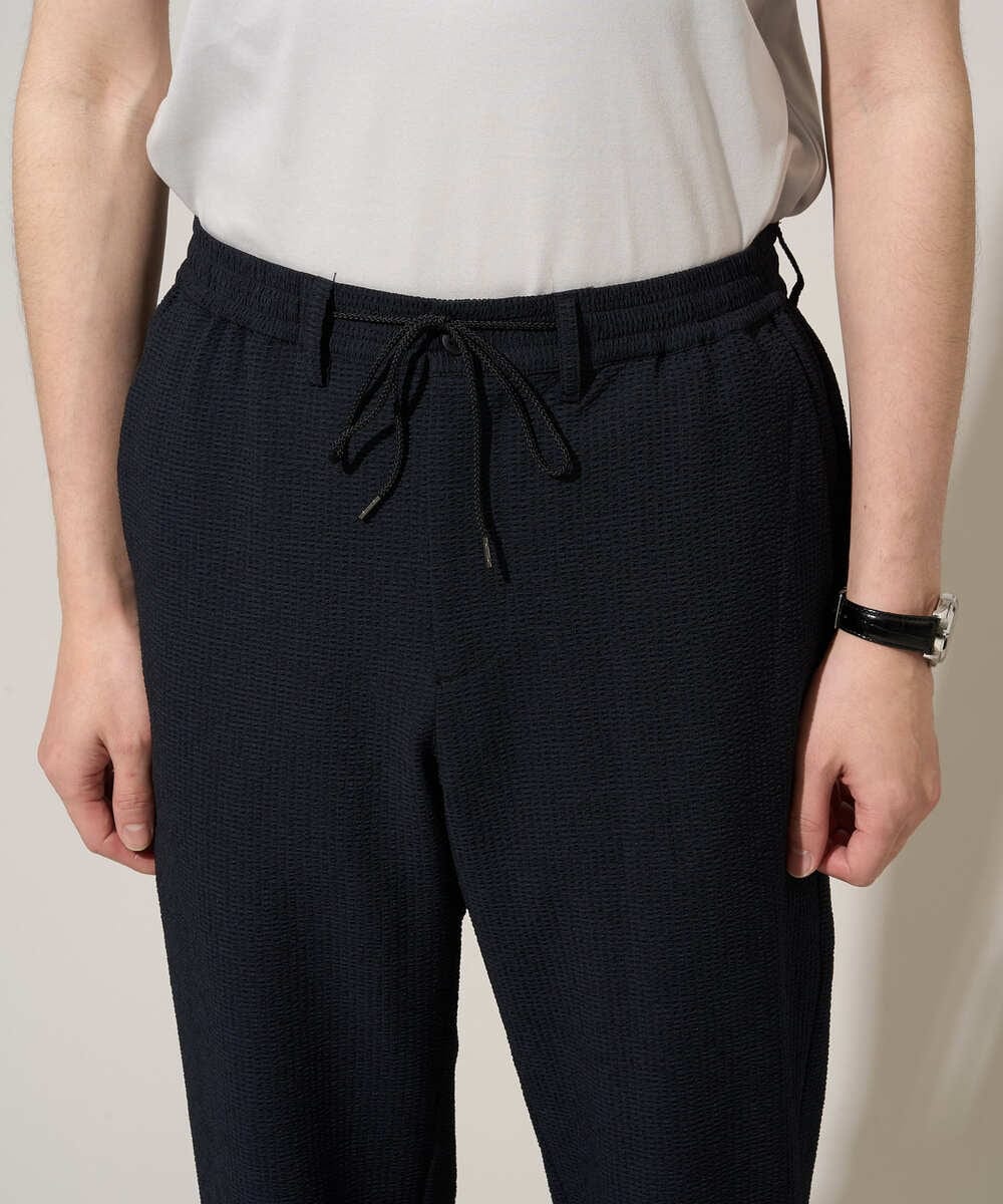 KHLGD76064 a.v.v MEN(アー・ヴェ・ヴェ) 【イージーケア/洗濯機で洗える] シアサッカーセミルーズパンツ ブラック