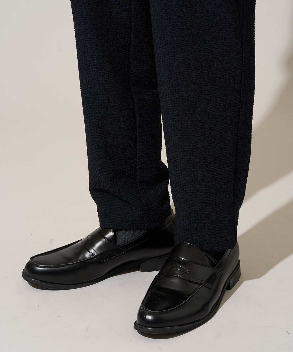 KHLGD76064 a.v.v MEN(アー・ヴェ・ヴェ) 【イージーケア/洗濯機で洗える] シアサッカーセミルーズパンツ ブラック