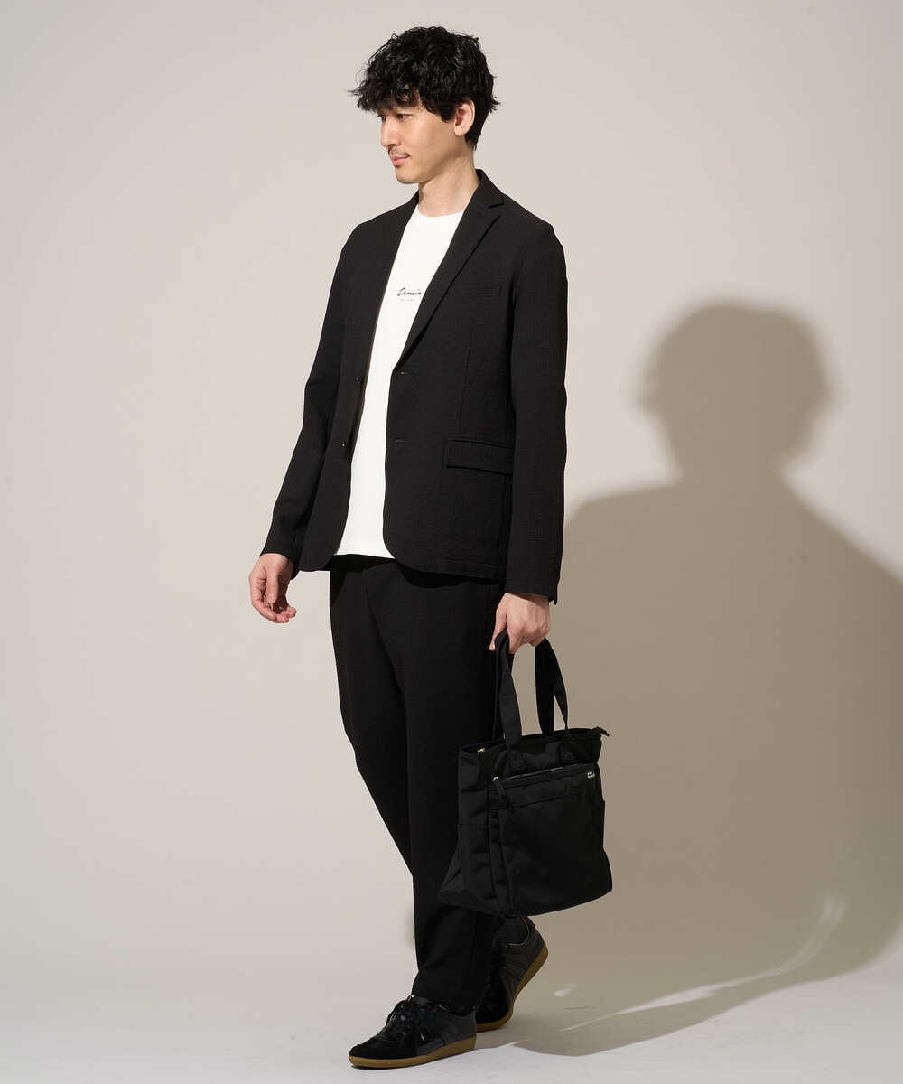 KHLGD76064 a.v.v MEN(アー・ヴェ・ヴェ) 【イージーケア/洗濯機で洗える] シアサッカーセミルーズパンツ ブラック