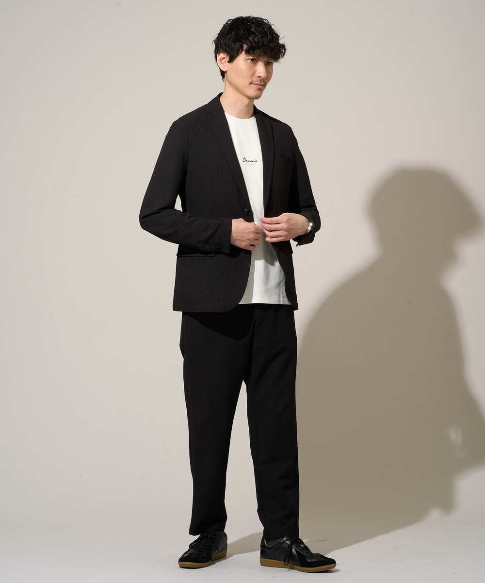 KHLGD76064 a.v.v MEN(アー・ヴェ・ヴェ) 【イージーケア/洗濯機で洗える] シアサッカーセミルーズパンツ ブラック