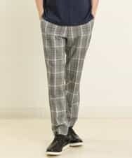 KHLGP31059 a.v.v MEN(アー・ヴェ・ヴェ) 【S-XXL】チェック柄スマートスラックス（アンクル丈） オフ（グレンチェック）