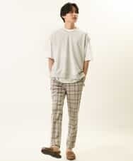 KHLGP31059 a.v.v MEN(アー・ヴェ・ヴェ) 【S-XXL】チェック柄スマートスラックス（アンクル丈） ブルーグレー（チェック）