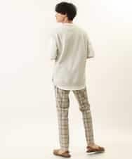 KHLGP31059 a.v.v MEN(アー・ヴェ・ヴェ) 【S-XXL】チェック柄スマートスラックス（アンクル丈） ブルーグレー（チェック）