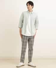 KHLGP31059 a.v.v MEN(アー・ヴェ・ヴェ) 【S-XXL】チェック柄スマートスラックス（アンクル丈） ブルーグレー（チェック）