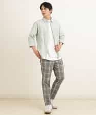 KHLGP31059 a.v.v MEN(アー・ヴェ・ヴェ) 【S-XXL】チェック柄スマートスラックス（アンクル丈） ブルーグレー（チェック）
