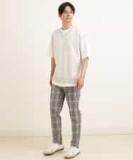 KHLGP31059 a.v.v MEN(アー・ヴェ・ヴェ) 【S-XXL】チェック柄スマートスラックス（アンクル丈） ブルーグレー（チェック）