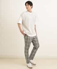 KHLGP31059 a.v.v MEN(アー・ヴェ・ヴェ) 【S-XXL】チェック柄スマートスラックス（アンクル丈） ブルーグレー（チェック）