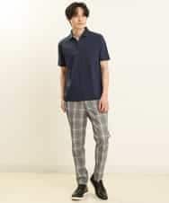KHLGP31059 a.v.v MEN(アー・ヴェ・ヴェ) 【S-XXL】チェック柄スマートスラックス（アンクル丈） ブルーグレー（チェック）