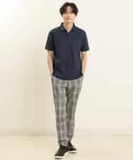 KHLGP31059 a.v.v MEN(アー・ヴェ・ヴェ) 【S-XXL】チェック柄スマートスラックス（アンクル丈） ブルーグレー（チェック）