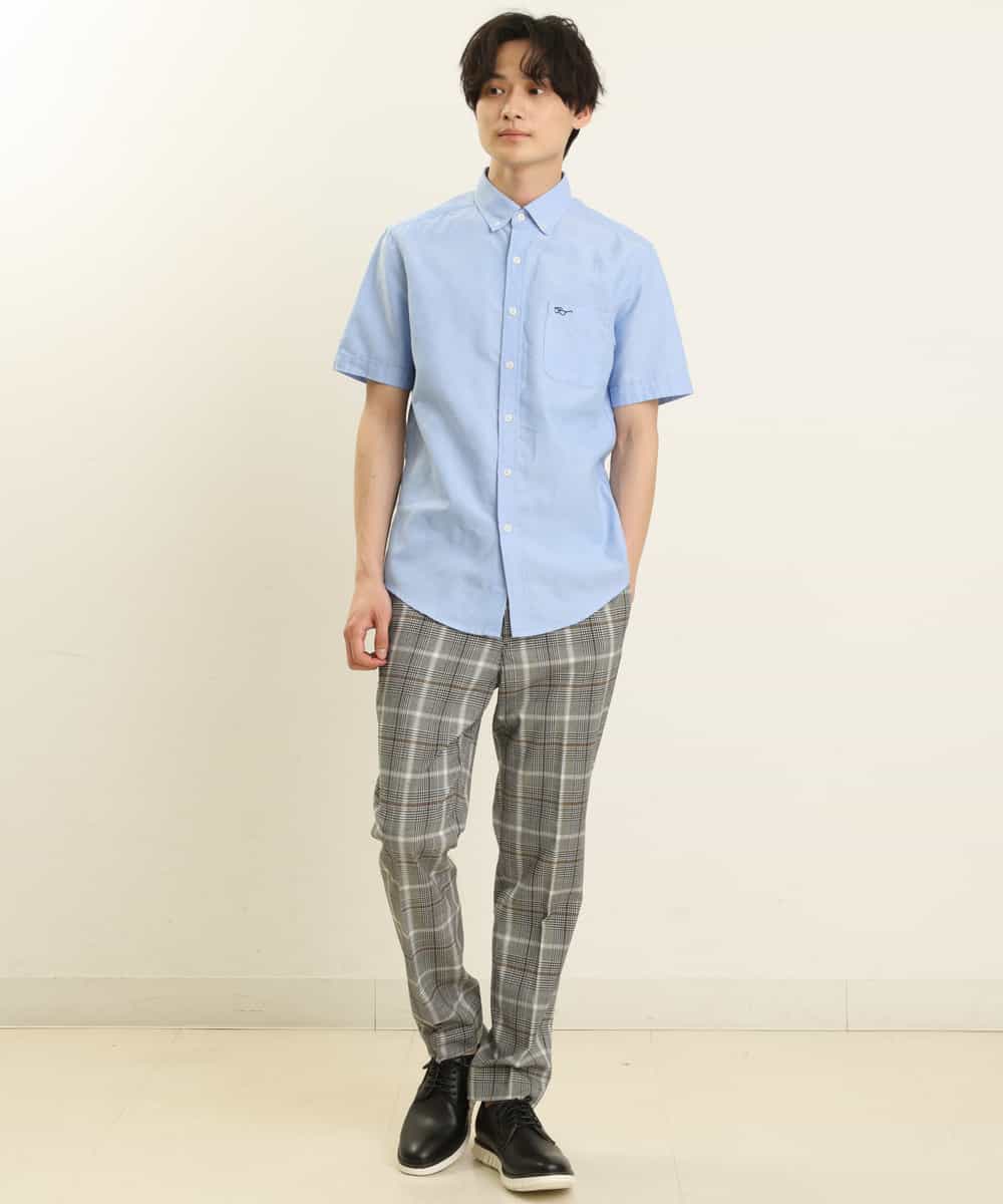 KHLGP31059 a.v.v MEN(アー・ヴェ・ヴェ) 【S-XXL】チェック柄スマートスラックス（アンクル丈） ブルーグレー（チェック）