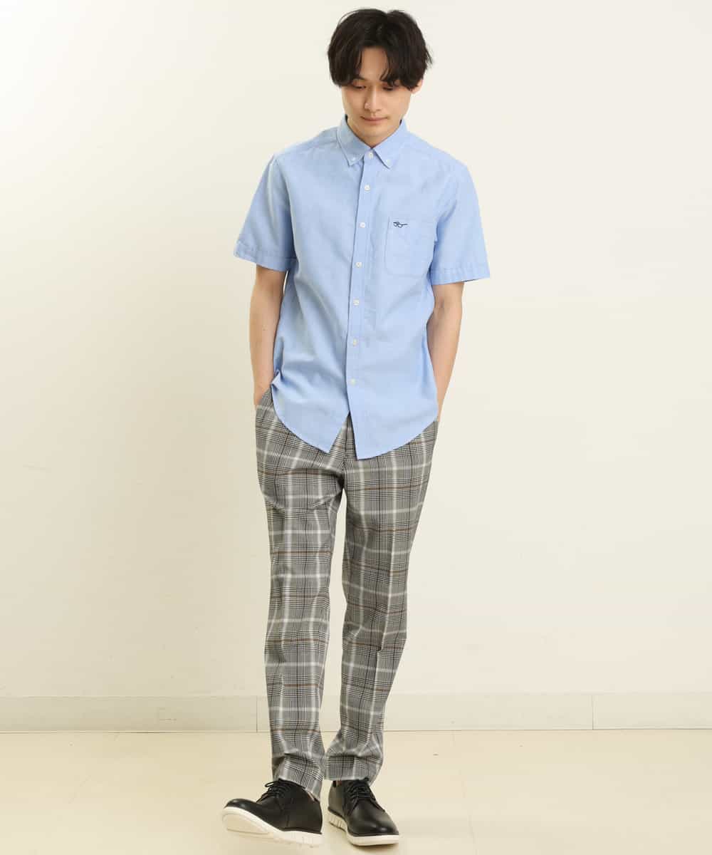 KHLGP31059 a.v.v MEN(アー・ヴェ・ヴェ) 【S-XXL】チェック柄スマートスラックス（アンクル丈） ブルーグレー（チェック）