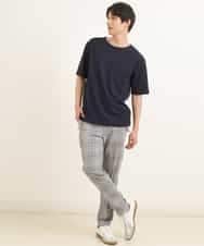 KHLGP31059 a.v.v MEN(アー・ヴェ・ヴェ) 【S-XXL】チェック柄スマートスラックス（アンクル丈） ブルーグレー（チェック）