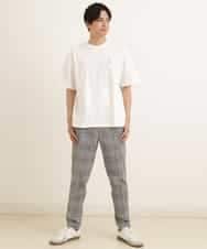 KHLGP31059 a.v.v MEN(アー・ヴェ・ヴェ) 【S-XXL】チェック柄スマートスラックス（アンクル丈） ブルーグレー（チェック）