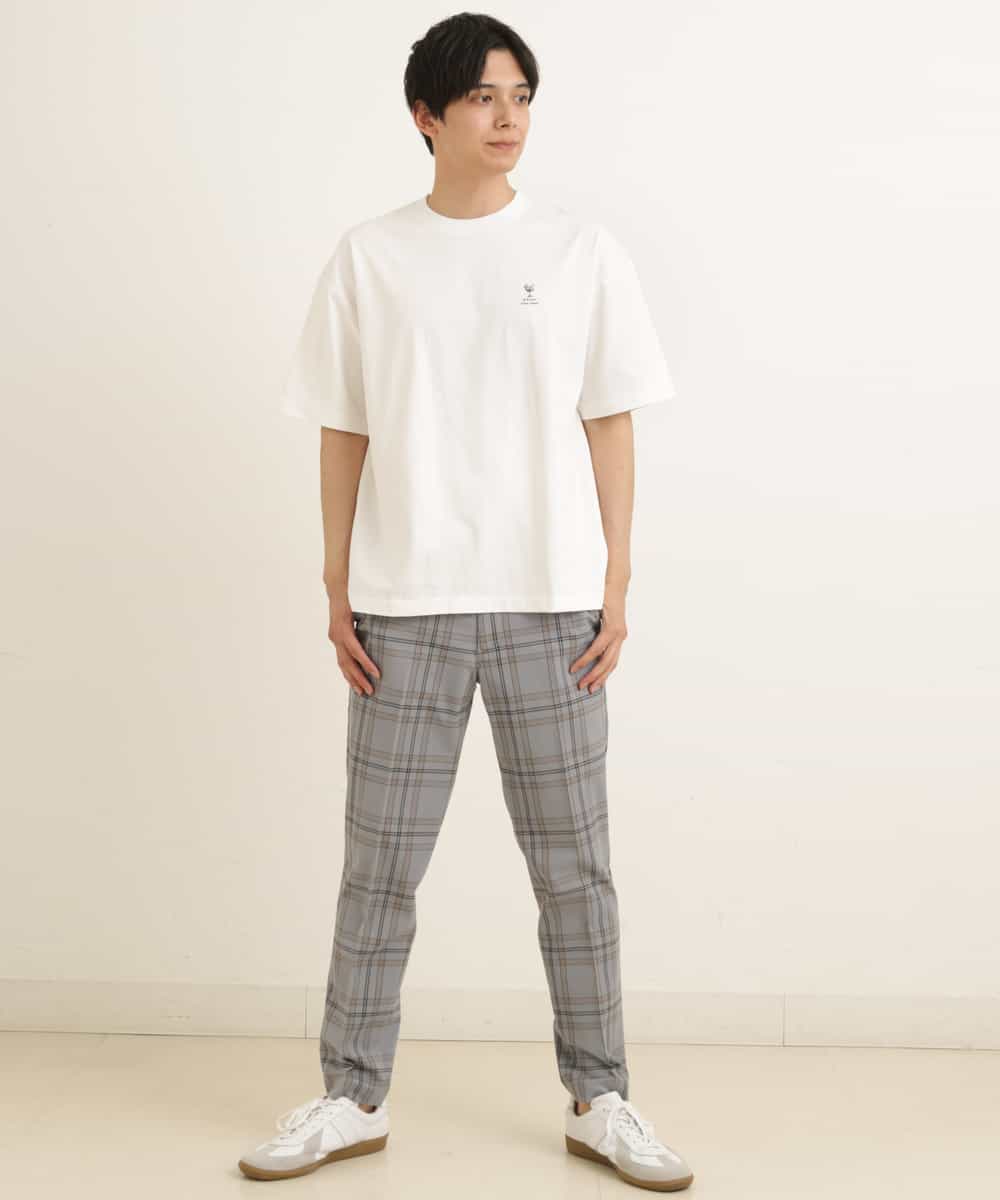KHLGP31059 a.v.v MEN(アー・ヴェ・ヴェ) 【S-XXL】チェック柄スマートスラックス（アンクル丈） ブルーグレー（チェック）