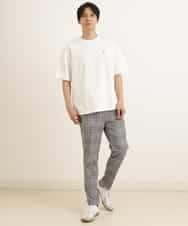 KHLGP31059 a.v.v MEN(アー・ヴェ・ヴェ) 【S-XXL】チェック柄スマートスラックス（アンクル丈） ブルーグレー（チェック）