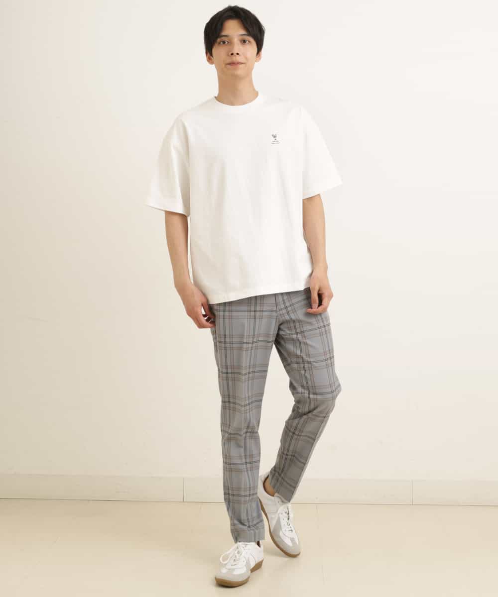 KHLGP31059 a.v.v MEN(アー・ヴェ・ヴェ) 【S-XXL】チェック柄スマートスラックス（アンクル丈） ブルーグレー（チェック）