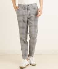 KHLGP31059 a.v.v MEN(アー・ヴェ・ヴェ) 【S-XXL】チェック柄スマートスラックス（アンクル丈） ブルーグレー（チェック）