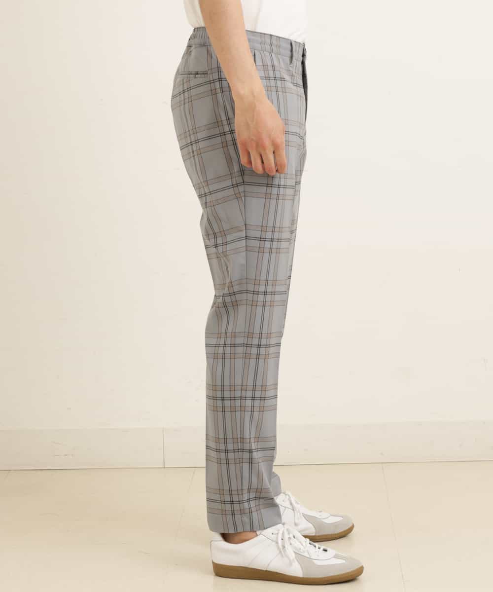 KHLGP31059 a.v.v MEN(アー・ヴェ・ヴェ) 【S-XXL】チェック柄スマートスラックス（アンクル丈） ブルーグレー（チェック）