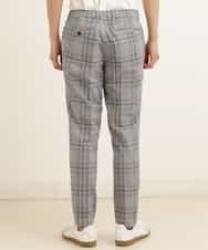 KHLGP31059 a.v.v MEN(アー・ヴェ・ヴェ) 【S-XXL】チェック柄スマートスラックス（アンクル丈） ブルーグレー（チェック）