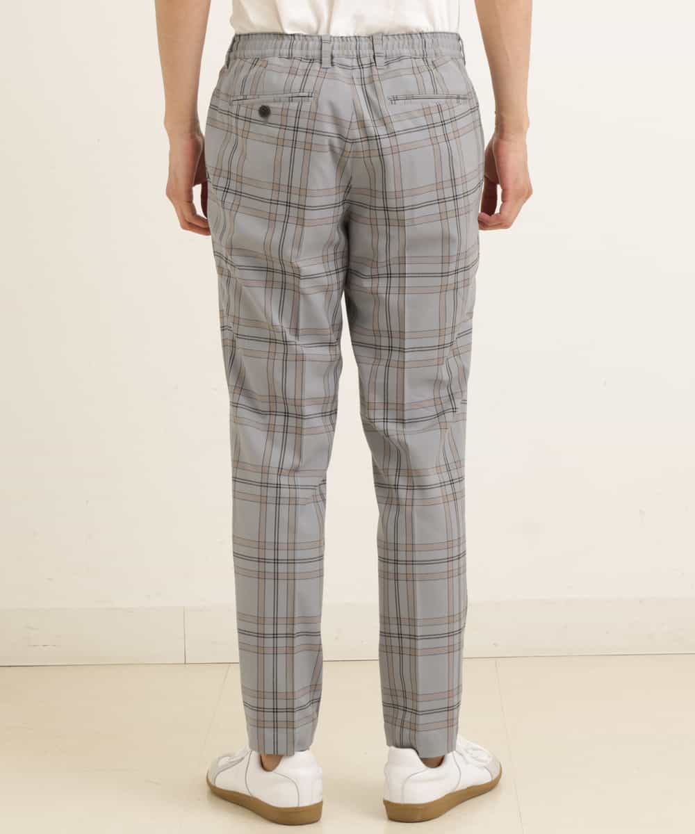KHLGP31059 a.v.v MEN(アー・ヴェ・ヴェ) 【S-XXL】チェック柄スマートスラックス（アンクル丈） ブルーグレー（チェック）