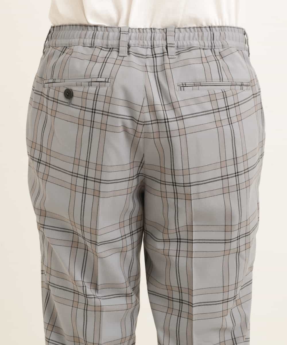 KHLGP31059 a.v.v MEN(アー・ヴェ・ヴェ) 【S-XXL】チェック柄スマートスラックス（アンクル丈） ブルーグレー（チェック）