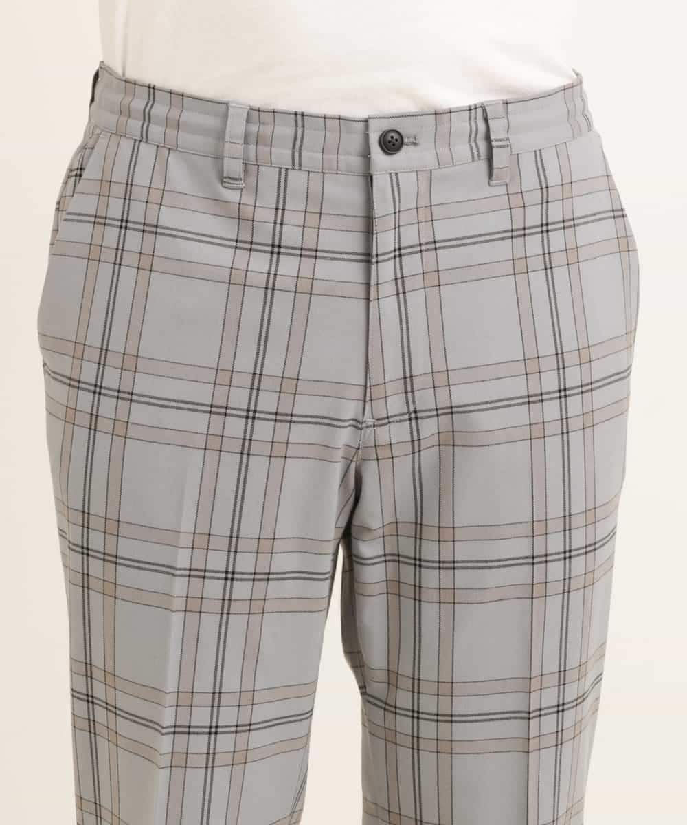 KHLGP31059 a.v.v MEN(アー・ヴェ・ヴェ) 【S-XXL】チェック柄スマートスラックス（アンクル丈） ブルーグレー（チェック）
