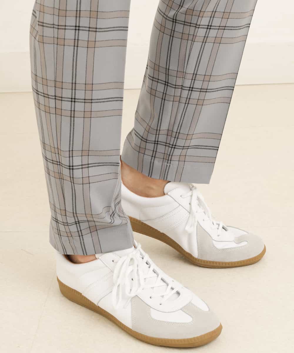 KHLGP31059 a.v.v MEN(アー・ヴェ・ヴェ) 【S-XXL】チェック柄スマートスラックス（アンクル丈） ブルーグレー（チェック）