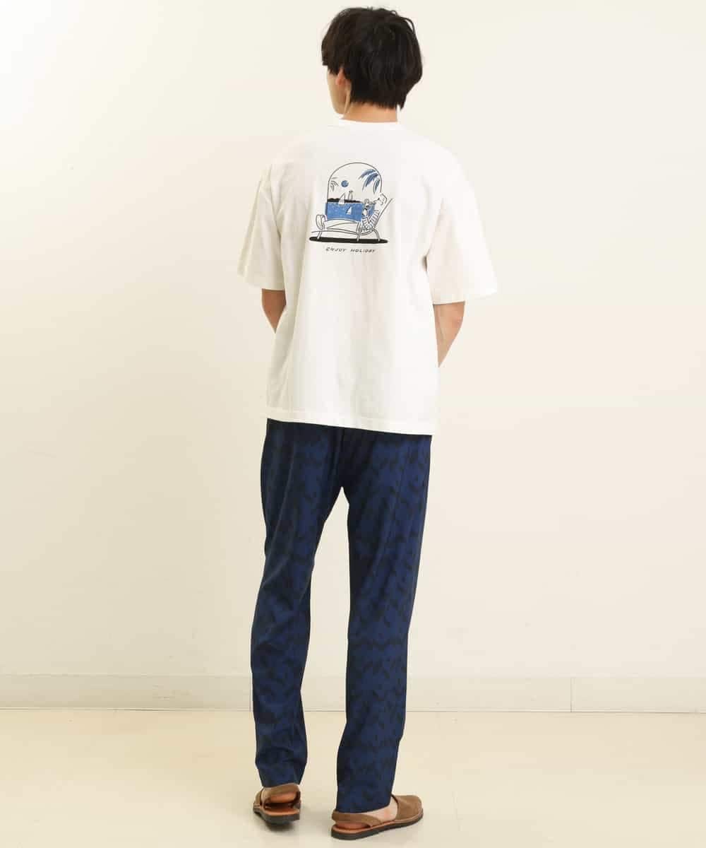 KHLGP41059 a.v.v MEN(アー・ヴェ・ヴェ) 幾何学柄プリントイージーパンツ ブルー