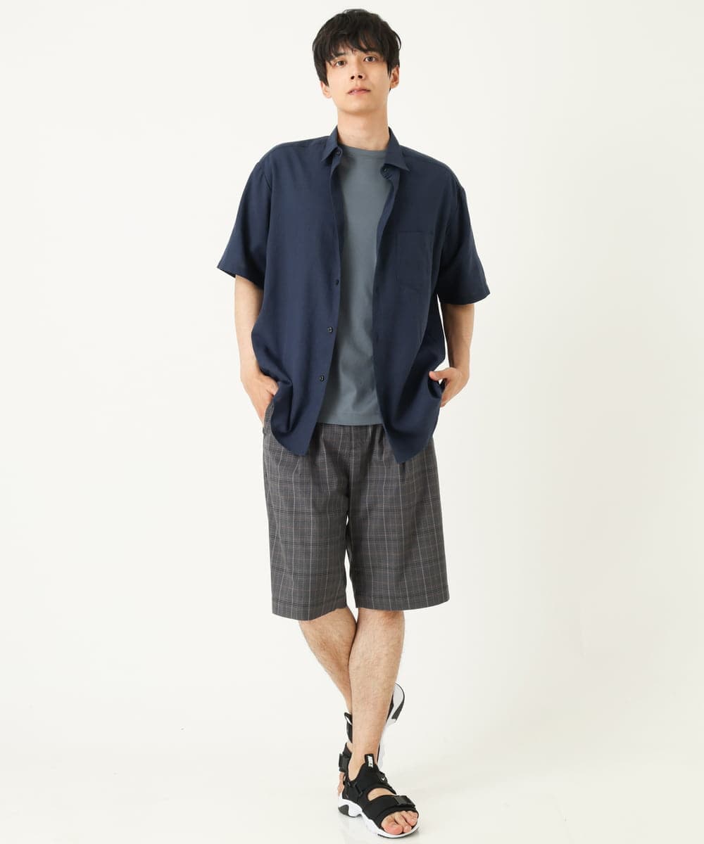 KHLGP74054 a.v.v MEN(アー・ヴェ・ヴェ) 【S-XXL】アーバンタックチェックハーフパンツ ダークグレー