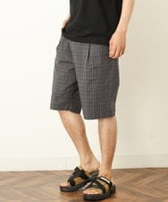 KHLGP74054 a.v.v MEN(アー・ヴェ・ヴェ) 【S-XXL】アーバンタックチェックハーフパンツ ダークグレー