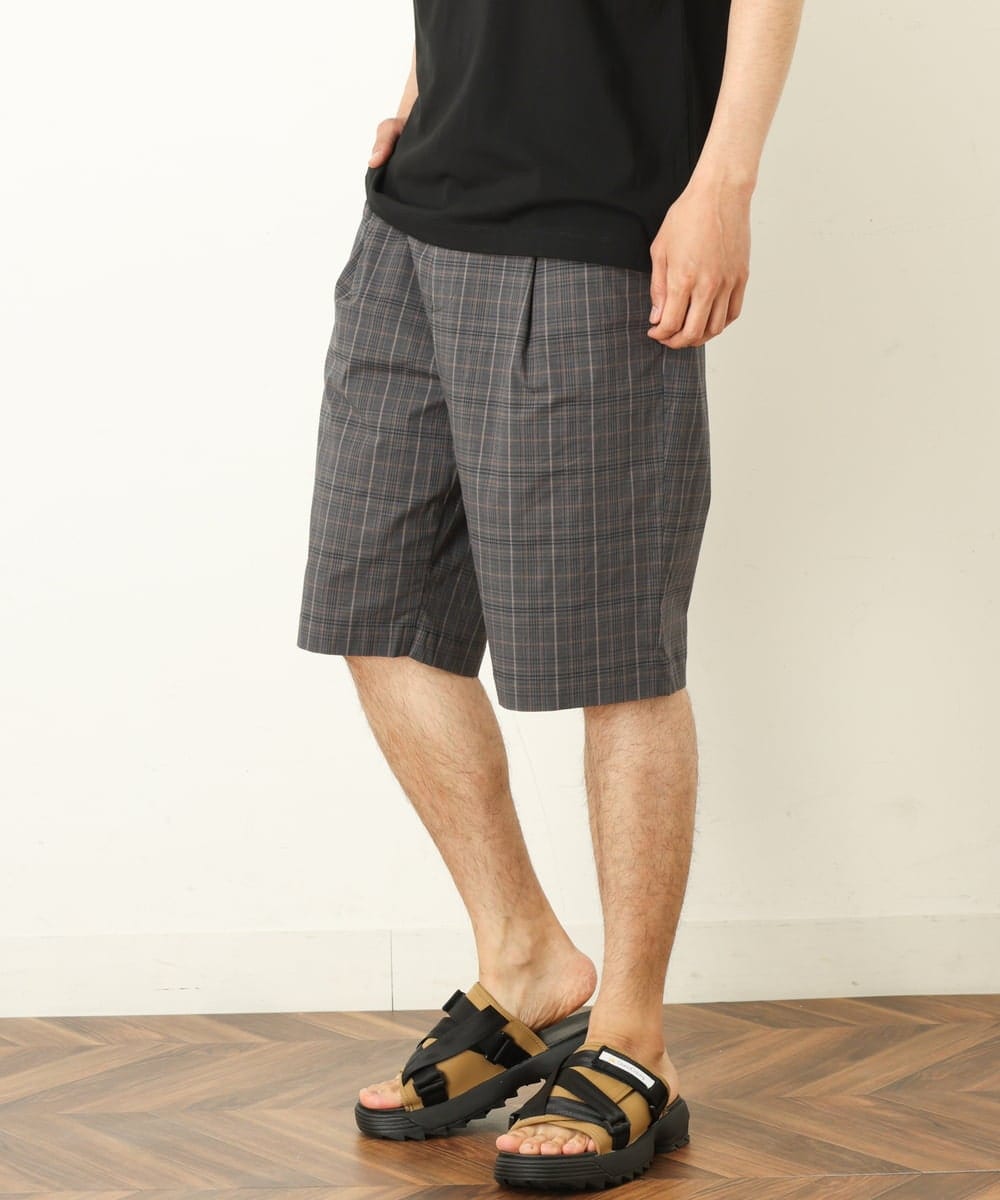 KHLGP74054 a.v.v MEN(アー・ヴェ・ヴェ) 【S-XXL】アーバンタックチェックハーフパンツ ダークグレー