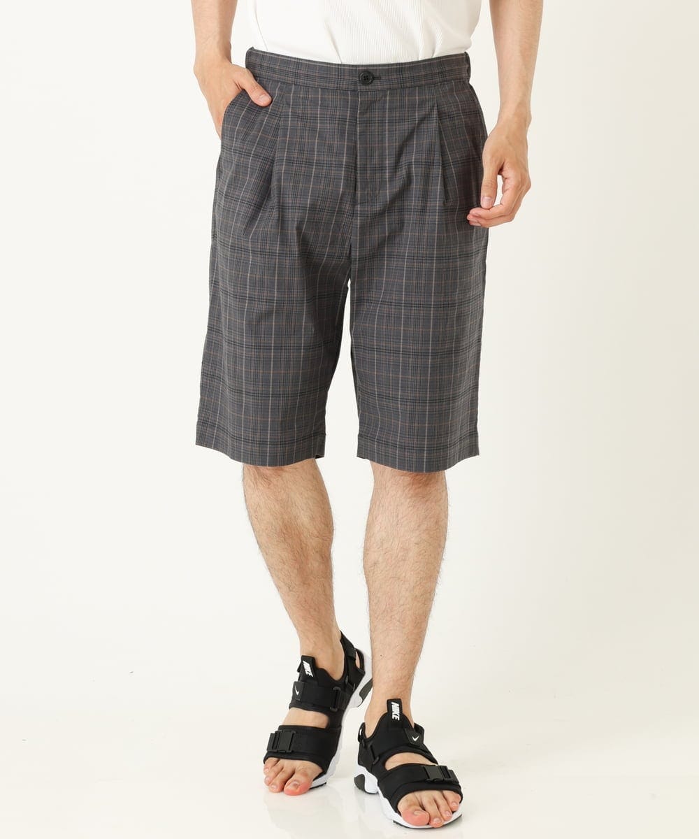 KHLGP74054 a.v.v MEN(アー・ヴェ・ヴェ) 【S-XXL】アーバンタックチェックハーフパンツ ダークグレー