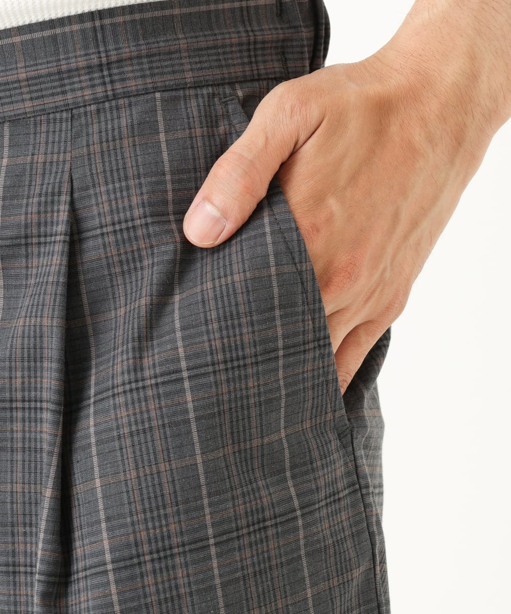KHLGP74054 a.v.v MEN(アー・ヴェ・ヴェ) 【S-XXL】アーバンタックチェックハーフパンツ ダークグレー