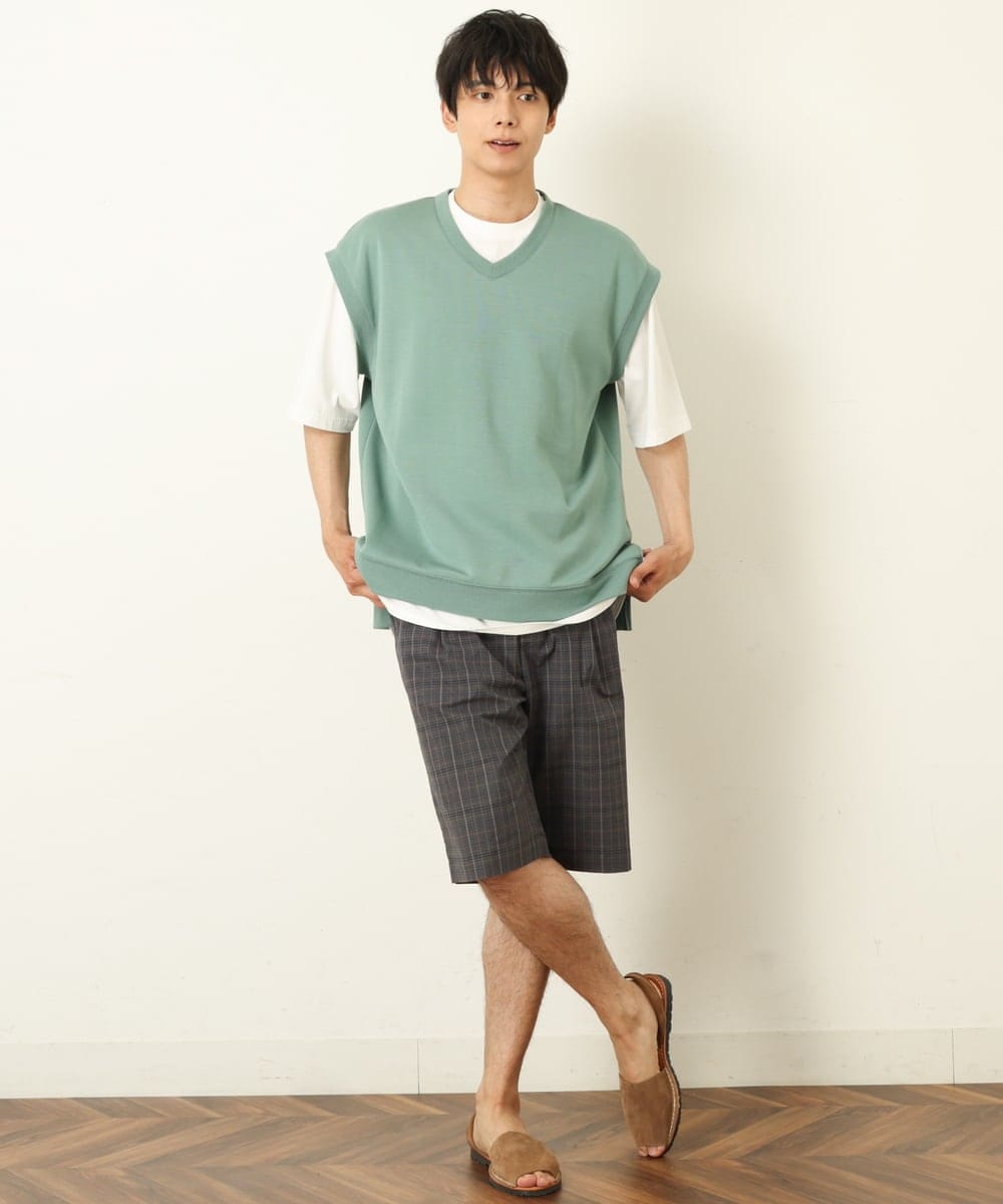 KHLGP74054 a.v.v MEN(アー・ヴェ・ヴェ) 【S-XXL】アーバンタックチェックハーフパンツ ダークグレー