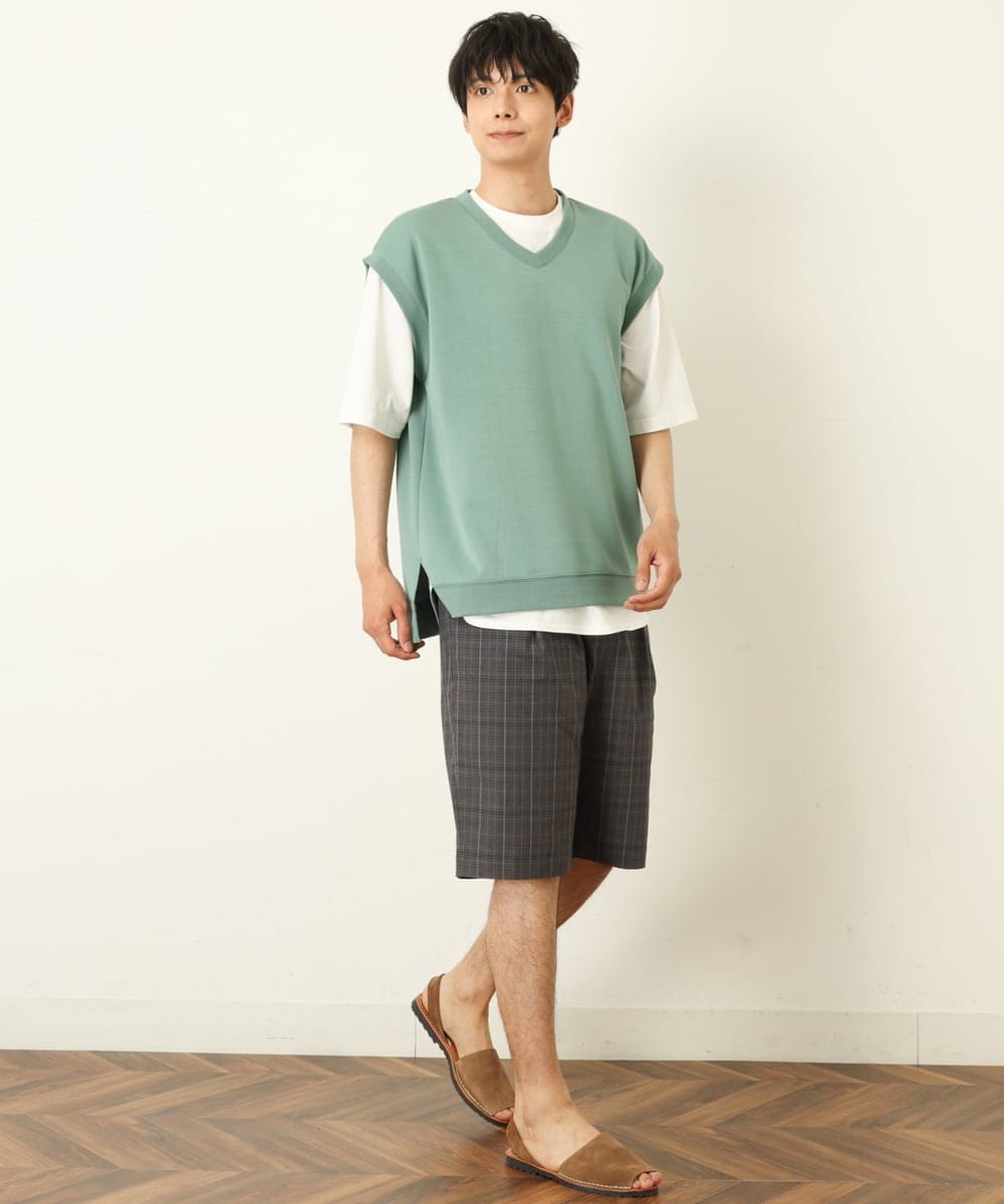 KHLGP74054 a.v.v MEN(アー・ヴェ・ヴェ) 【S-XXL】アーバンタックチェックハーフパンツ ダークグレー