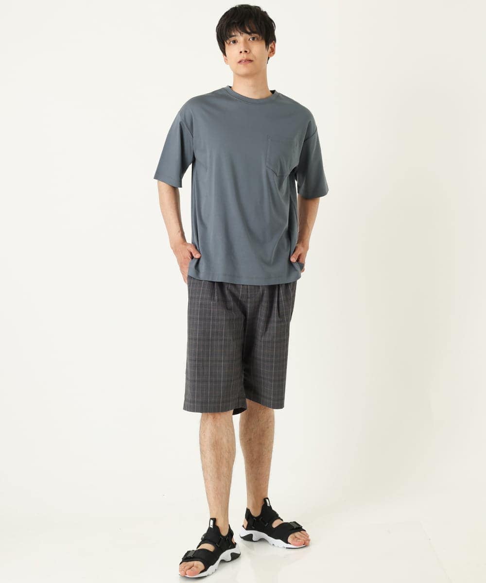 KHLGP74054 a.v.v MEN(アー・ヴェ・ヴェ) 【S-XXL】アーバンタックチェックハーフパンツ ダークグレー