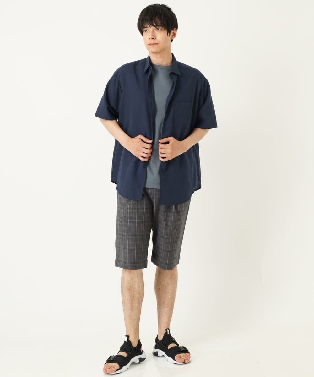 KHLGP74054 a.v.v MEN(アー・ヴェ・ヴェ) 【S-XXL】アーバンタックチェックハーフパンツ ダークグレー