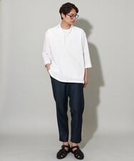 KHLGV26064 a.v.v MEN(アー・ヴェ・ヴェ) 【ON/OFF兼用】スマートシャンブレーセミルーズパンツ アンクル丈 ネイビー