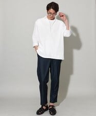 KHLGV26064 a.v.v MEN(アー・ヴェ・ヴェ) 【ON/OFF兼用】スマートシャンブレーセミルーズパンツ アンクル丈 ネイビー