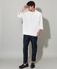 KHLGV26064 a.v.v MEN(アー・ヴェ・ヴェ) 【ON/OFF兼用】スマートシャンブレーセミルーズパンツ アンクル丈 ネイビー