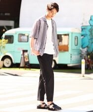 KHLGV26064 a.v.v MEN(アー・ヴェ・ヴェ) 【ON/OFF兼用】スマートシャンブレーセミルーズパンツ アンクル丈 ネイビー