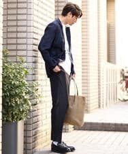 KHLGV26064 a.v.v MEN(アー・ヴェ・ヴェ) 【ON/OFF兼用】スマートシャンブレーセミルーズパンツ アンクル丈 ネイビー