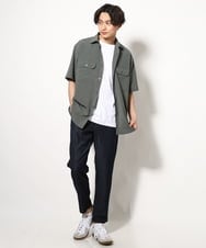 KHLGV26064 a.v.v MEN(アー・ヴェ・ヴェ) 【ON/OFF兼用】スマートシャンブレーセミルーズパンツ アンクル丈 ネイビー