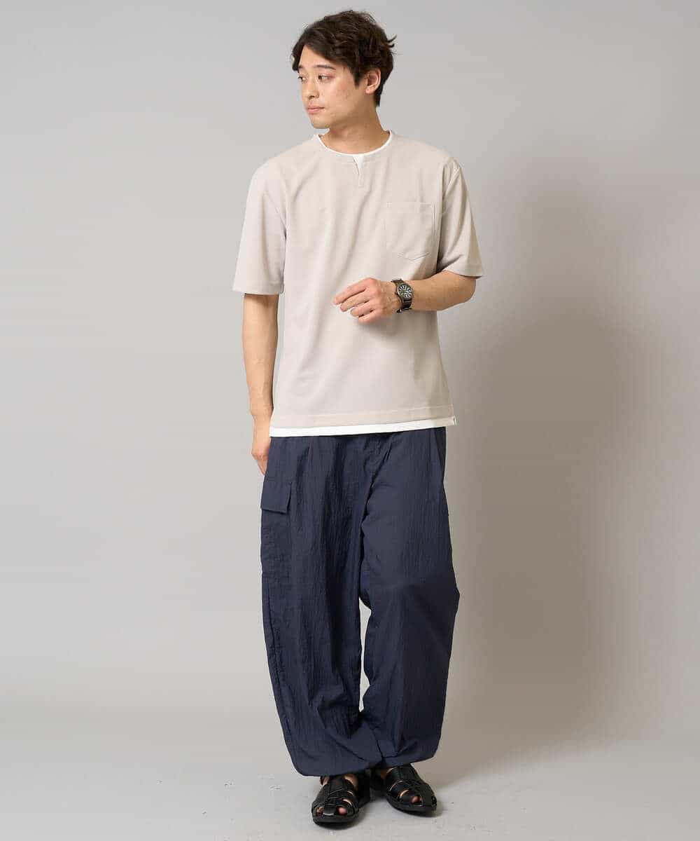 KHLHA73079 a.v.v MEN(アー・ヴェ・ヴェ) 【軽量】ワイドシルエットイージーカーゴパンツ ブラック