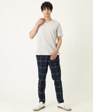 KHLHP71059 a.v.v MEN(アー・ヴェ・ヴェ) 【S-XXL】チェック柄スマートスラックス（アンクル丈） グレー