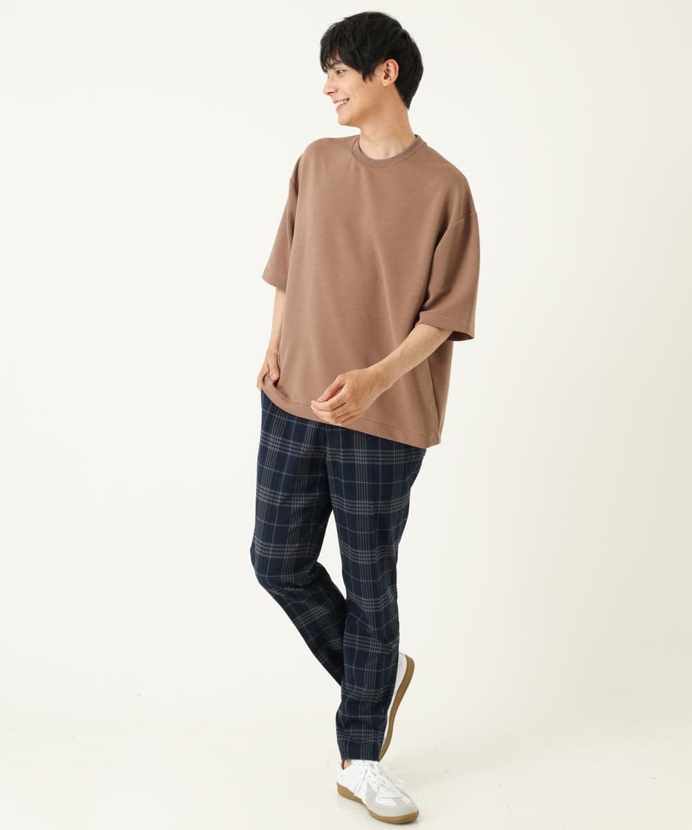 KHLHP71059 a.v.v MEN(アー・ヴェ・ヴェ) 【S-XXL】チェック柄スマートスラックス（アンクル丈） グレー