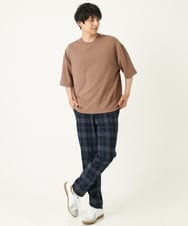 KHLHP71059 a.v.v MEN(アー・ヴェ・ヴェ) 【S-XXL】チェック柄スマートスラックス（アンクル丈） グレー