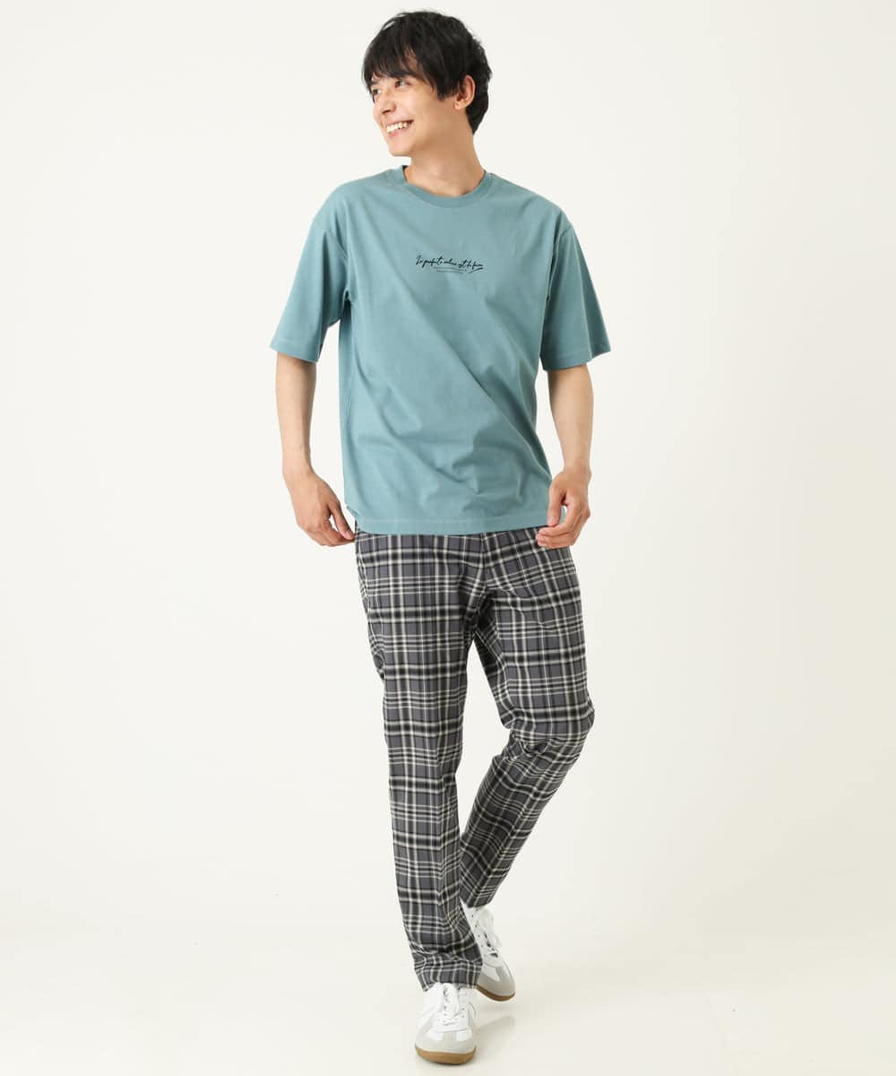 KHLHP71059 a.v.v MEN(アー・ヴェ・ヴェ) 【S-XXL】チェック柄スマートスラックス（アンクル丈） グレー