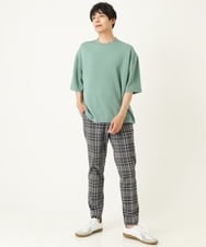 KHLHP71059 a.v.v MEN(アー・ヴェ・ヴェ) 【S-XXL】チェック柄スマートスラックス（アンクル丈） グレー